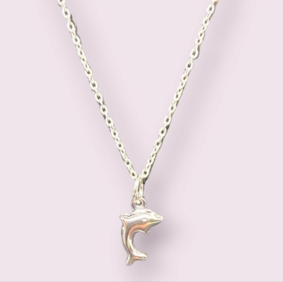 Sterling Silver Necklace and Dolphin Pendant - Picture 1 of 6